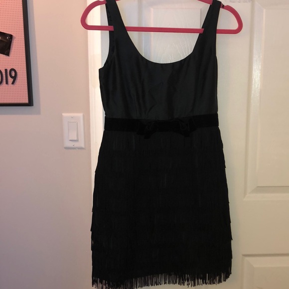 Kate Spade Black Fringe Silk Party Dress - Picture 2 of 8